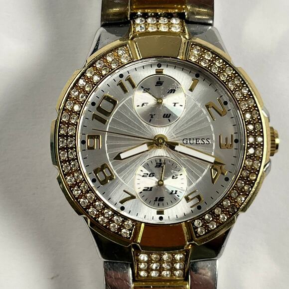 Guess U13586L1 Womens Two Tone Stainless Steel Bracelet w/Crystal Accents Watch - Picture 1 of 11